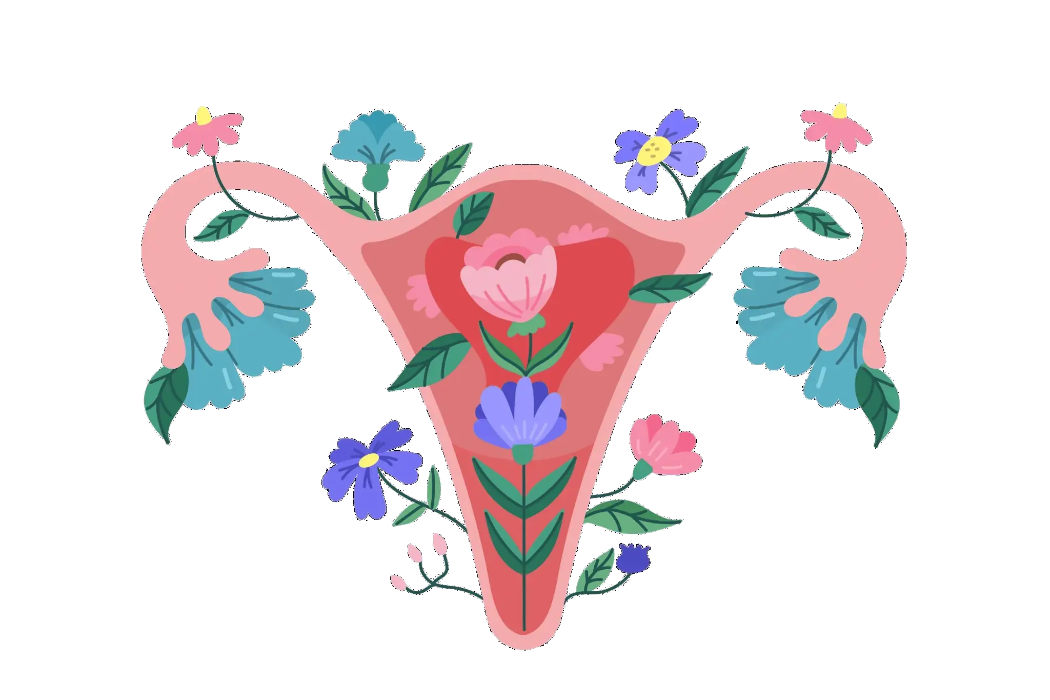 Ilustración útero con flores